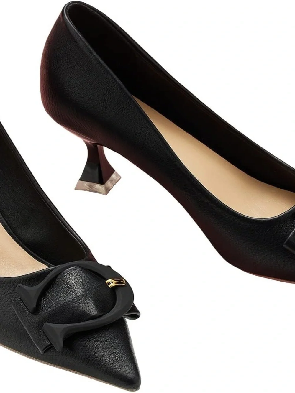 NEW C. Paravano Low Black Kitten Heel C-Shaped Buckle Size 39 US 8.5 New in Box